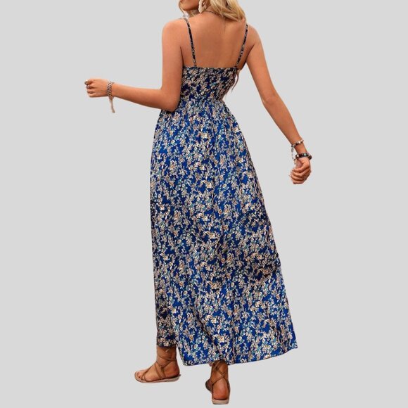 Boho Ditsy Floral Print Cami Dress Blue - Picture 3 of 7